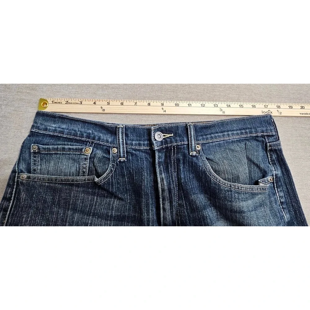 Levis 505 Regular Fit Straight Leg Jeans Blue Slub Denim Mens 34x31 Cut Off Hem*